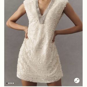 Elegant Sequin Mini Dress - Cream